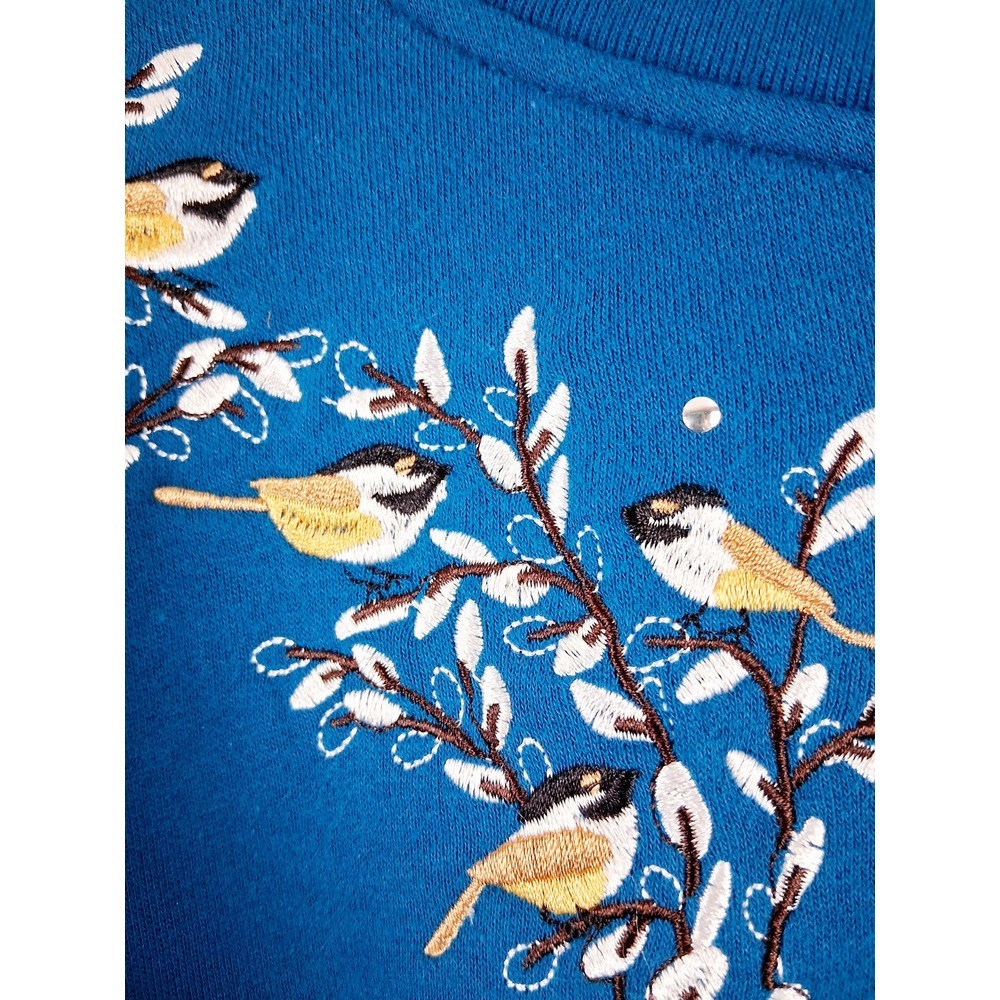 Vintage Breckenridge Sweatshirt Womens L Embroidery Floral Birds Granny Cottage‎ - Picture 5 of 10